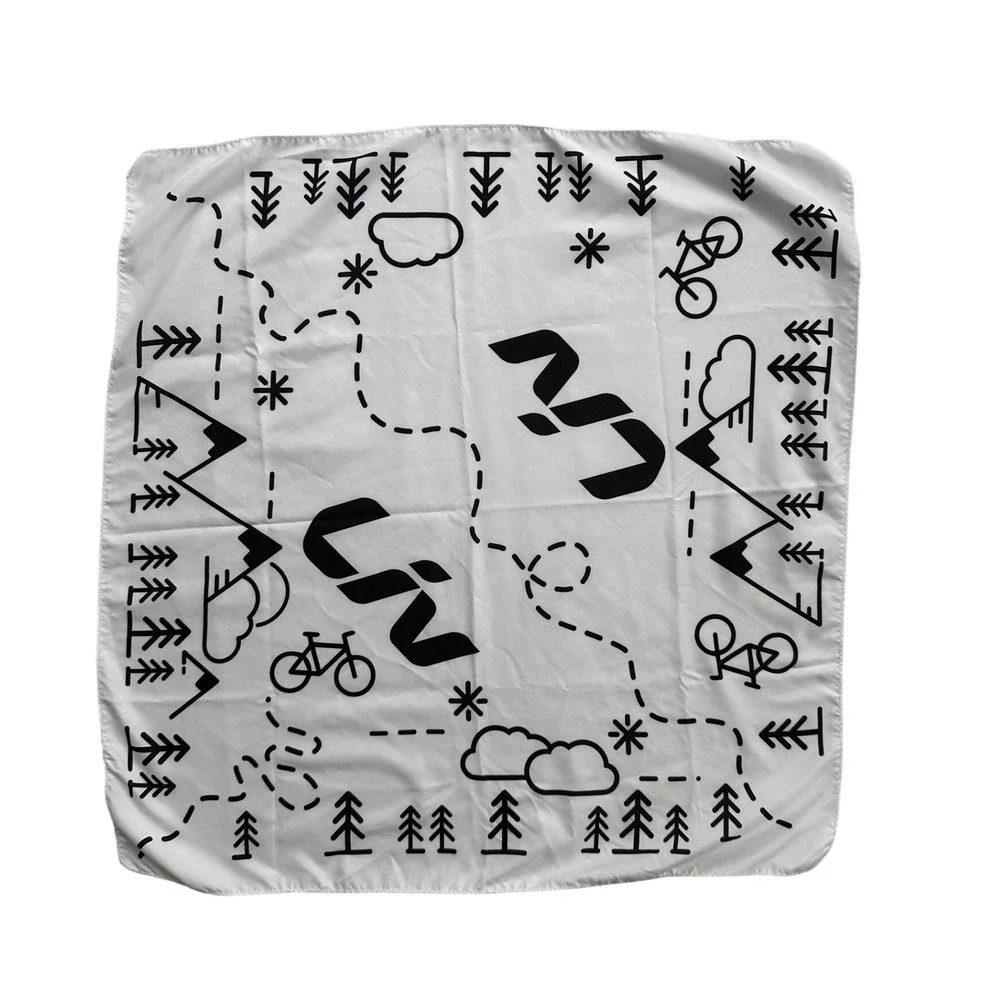 Liv Cycling Bandana Scarf One Size White Black Mountain Bike Trail Map Excellent
